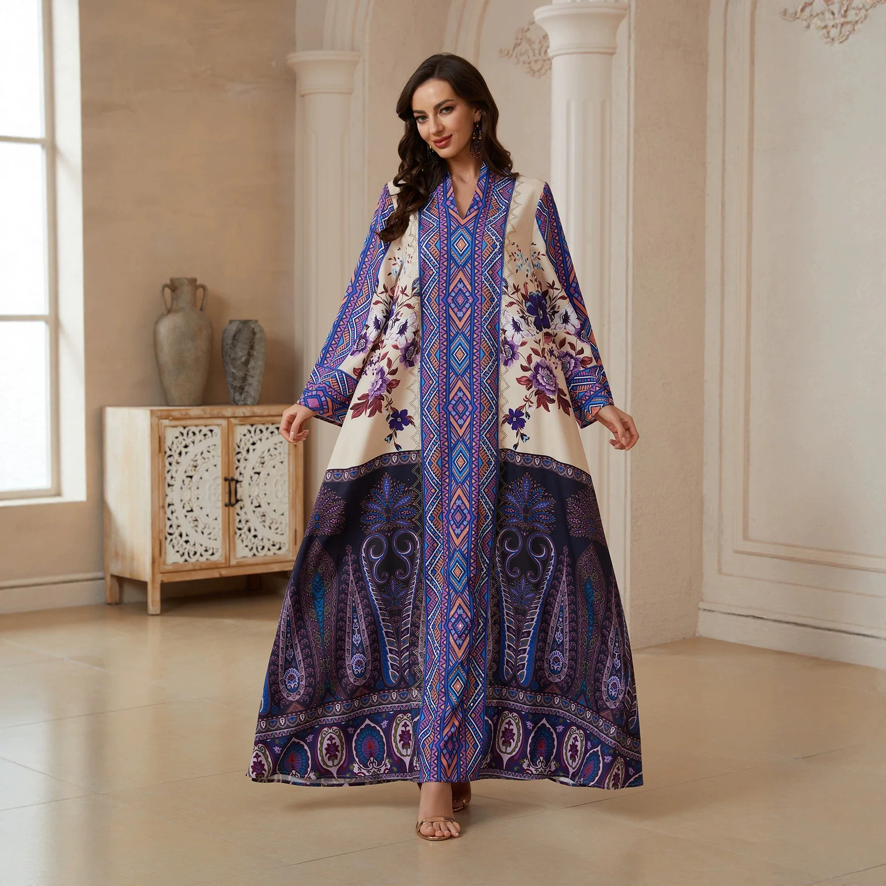 Bx22 Turkish New Summer Dress, Pullover Printed Plus-size Robe With Colorful Traditional Dressess Dubai Luxury Islam Elegant
Bx22 Turkish New Summer Dress, Pullover Printed Plus-size Robe With Colorful Traditional Dressess Dubai Luxury Islam Elegant