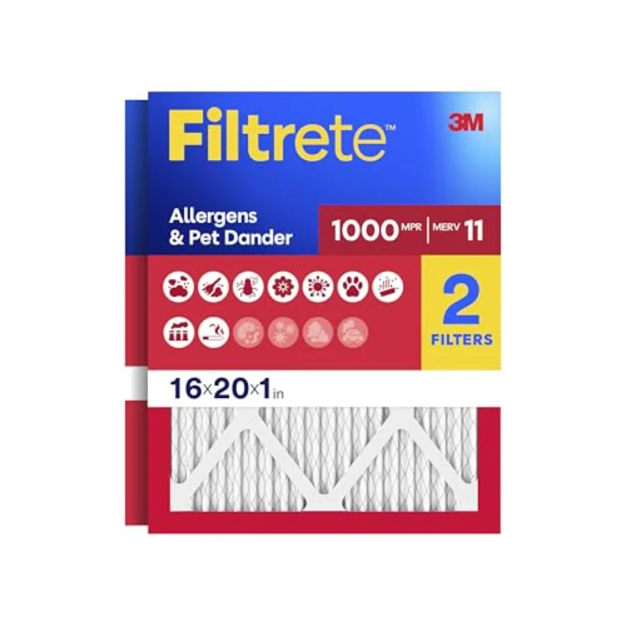 Air Filter, MERV 11, MPR 1000, Allergens and Pet Dander, 3-Month AC and Furnace Filters, Cleaner Air, Reliable Airflow, 2 HVAC
Air Filter, MERV 11, MPR 1000, Allergens and Pet Dander, 3-Month AC and Furnace Filters, Cleaner Air, Reliable Airflow, 2 HVAC