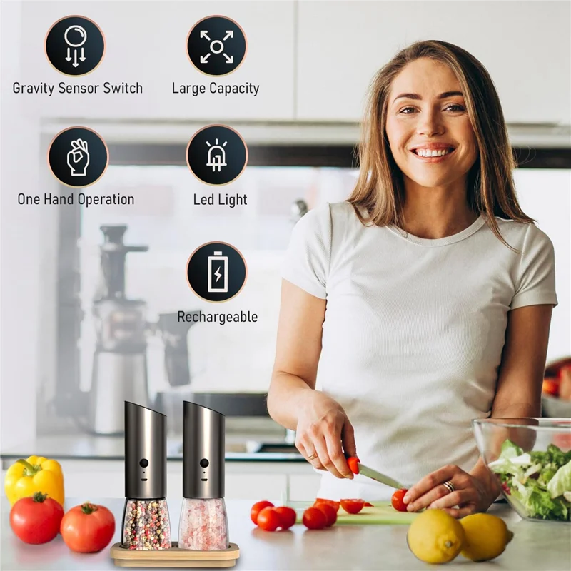 Y50A-Adjustable Coarseness Pepper Grinder Set Automatic Salt And Pepper Shakers With Bamboo Base
Y50A-Adjustable Coarseness Pepper Grinder Set Automatic Salt And Pepper Shakers With Bamboo Base