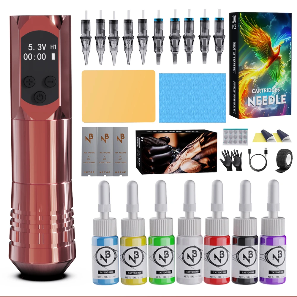 Комплект машинки для татуировки, высококачественный беспроводной комплект тату-машины, встроенный источник питания большой емкости 2000 мАч и японский высококачественный бесщеточный двигатель, принадлежности для татуировки для майстеров и начинающих, Tm-7 
Комплект машинки для татуировки, высококачественный беспроводной комплект тату-машины, встроенный источник питания большой емкости 2000 мАч и японский высококачественный бесщеточный двигатель, принадлежности для татуировки для майстеров и начинающих, Tm-7