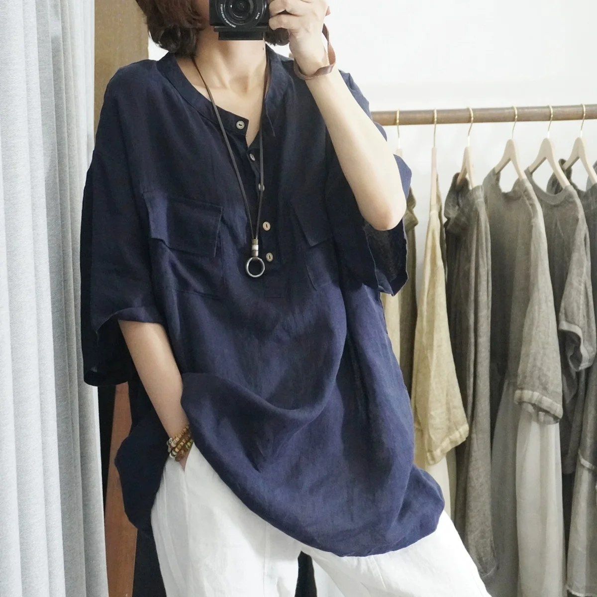 Loose Cotton Linen round Neck Short Sleeve Base Shirt T-Shirt Women's Comfortable Style Summer New Arrival Artistic Commute
Loose Cotton Linen round Neck Short Sleeve Base Shirt T-Shirt Women's Comfortable Style Summer New Arrival Artistic Commute