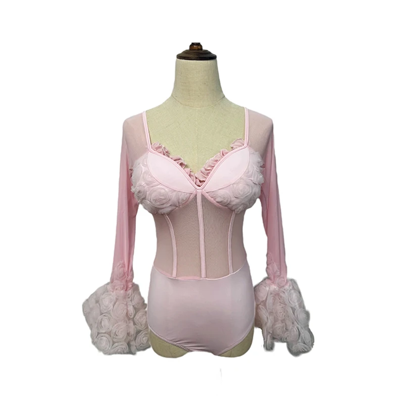 Rose Ballroom Dance Clothes Pink Black Mesh Bodysuit Tango Waltz Dancing Stage Costume Standard Dancing Performance Wear VDB7761
Rose Ballroom Dance Clothes Pink Black Mesh Bodysuit Tango Waltz Dancing Stage Costume Standard Dancing Performance Wear VDB7761