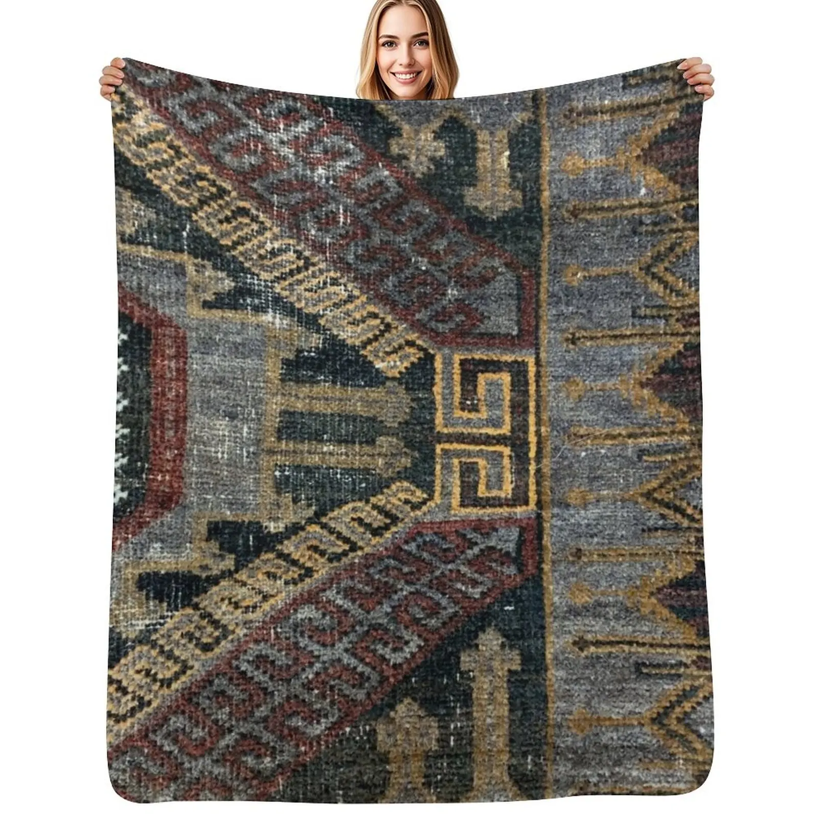 Distressed Persian Baluch Carpet Design, knotted woven oriental textile Throw Blanket Sofa warm winter Sofa Throw Blanket
Distressed Persian Baluch Carpet Design, knotted woven oriental textile Throw Blanket Sofa warm winter Sofa Throw Blanket