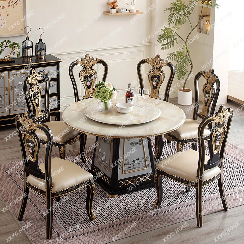 Y Высококачественный ретро-окрашенный мраморный круглый бытовой обеденный стол из цельного дерева, обеденный стол и стулья
Y Высококачественный ретро-окрашенный мраморный круглый бытовой обеденный стол из цельного дерева, обеденный стол и стулья