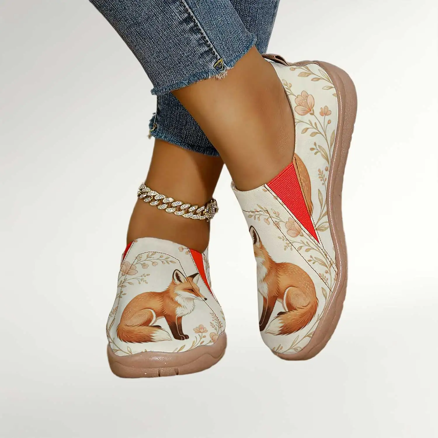 Women's Fox Print Slip-On Shoes, Wide Toe Box Lightweight Breathable Flats for Daily Wear
Women's Fox Print Slip-On Shoes, Wide Toe Box Lightweight Breathable Flats for Daily Wear