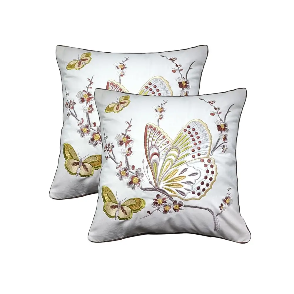 Flower Throw Pillow Covers 18X18. Set Of 2. Cotton Embroidered Decorative Square Pillowcases.Durable Piping Edge,For Sofa, Bed,
Flower Throw Pillow Covers 18X18. Set Of 2. Cotton Embroidered Decorative Square Pillowcases.Durable Piping Edge,For Sofa, Bed,