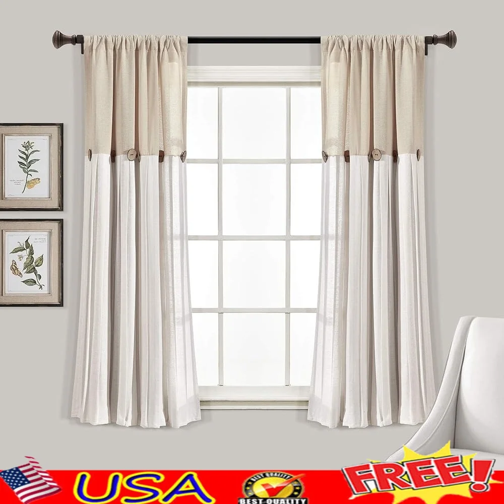 Rustic Faux Linen Button Window Curtain Panel Single Light-Filtering Country Decor Modern Farmhouse Pleated Design Easy Care
Rustic Faux Linen Button Window Curtain Panel Single Light-Filtering Country Decor Modern Farmhouse Pleated Design Easy Care