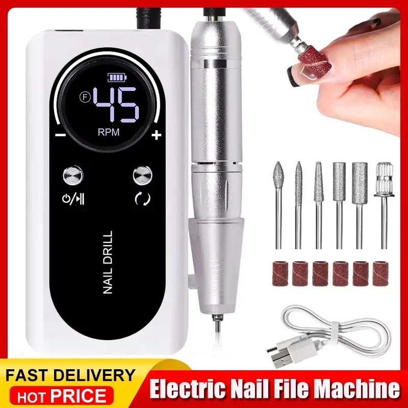 Professional 45000RPM Electric Portable Nail Drill Machine Rechargeable Low Noise Nail Sander File for Manicure Salon Tool
Professional 45000RPM Electric Portable Nail Drill Machine Rechargeable Low Noise Nail Sander File for Manicure Salon Tool
