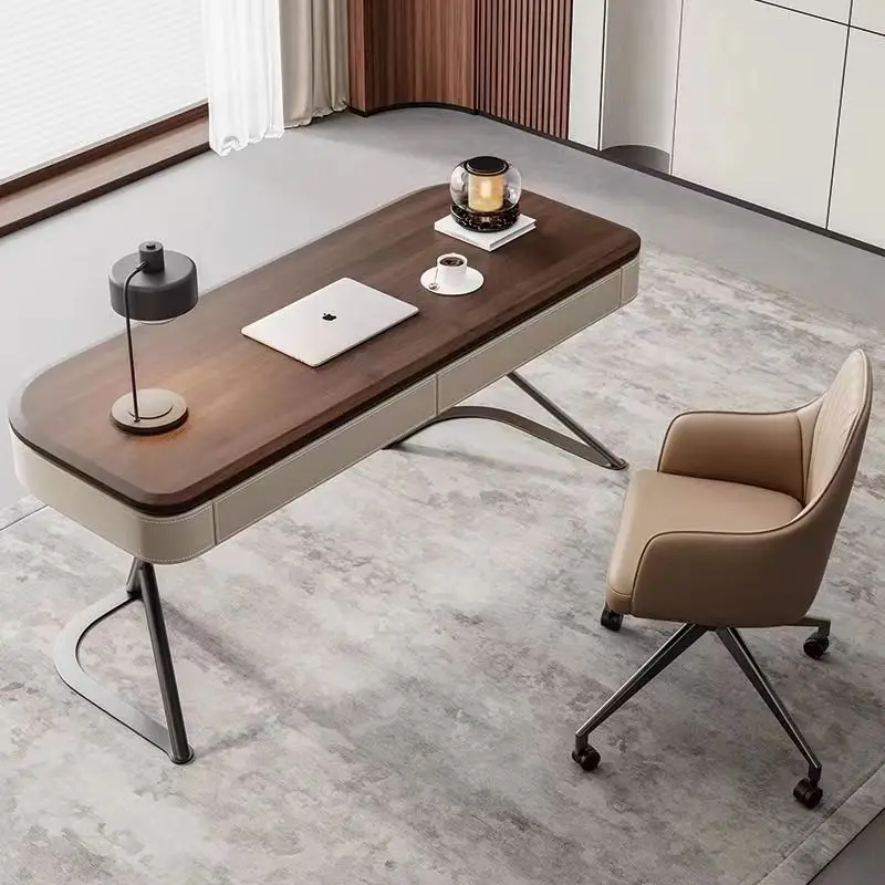 High-end solid wood desk home modern minimalist living room desk walnut veneer saddle leather study computer desk
High-end solid wood desk home modern minimalist living room desk walnut veneer saddle leather study computer desk
