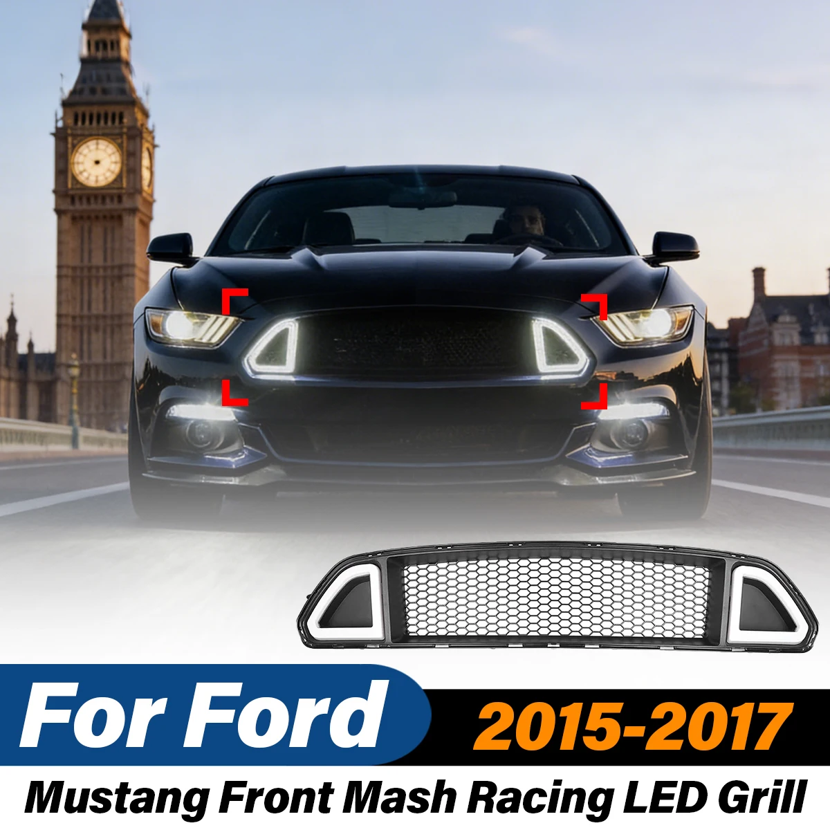 For Ford Mustang 2015 2016 2017 Automobile Front Mash Racing LED Grill Illuminated Grille Light Up Grid Body Modification Kit
For Ford Mustang 2015 2016 2017 Automobile Front Mash Racing LED Grill Illuminated Grille Light Up Grid Body Modification Kit