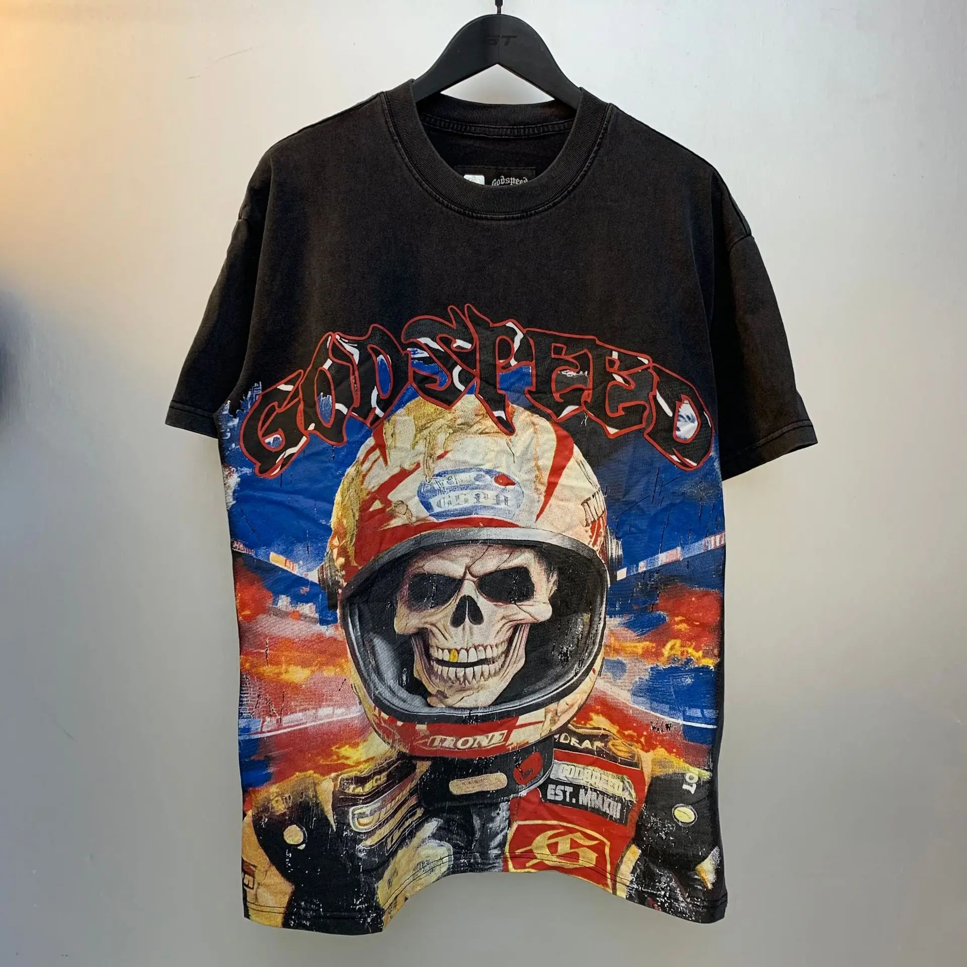 Godspeed Short Sleeve T-shirt Personality Trend Hip-hop Multi-style Fashion Print Top Tee American Streetwear Men's Clothing
Godspeed Short Sleeve T-shirt Personality Trend Hip-hop Multi-style Fashion Print Top Tee American Streetwear Men's Clothing