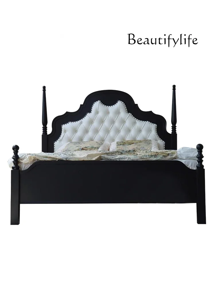 American retro double light luxury soft bag bed modern simple bedroom design sense solid wood bed
American retro double light luxury soft bag bed modern simple bedroom design sense solid wood bed
