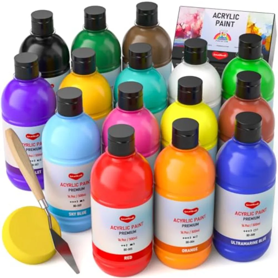 15 Colors Large Acrylic Paint Set 16.9 oz, 500 ml,Bulk Acrylic Paint Non-Toxic Art Painting Supplies on Multi Surface Pumpkin C
15 Colors Large Acrylic Paint Set 16.9 oz, 500 ml,Bulk Acrylic Paint Non-Toxic Art Painting Supplies on Multi Surface Pumpkin C