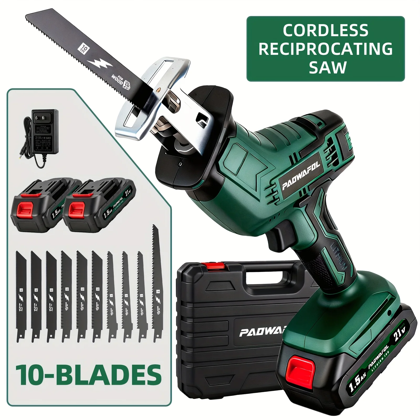 Cordless Electric Reciprocating Saw, Equipped with 10 Blade/4 Blade Set for Wood/ Metal/ PVC Cutting, Featuring Multiple Functions In Woodworking And Home Improvement Tools
Cordless Electric Reciprocating Saw, Equipped with 10 Blade/4 Blade Set for Wood/ Metal/ PVC Cutting, Featuring Multiple Functions In Woodworking And Home Improvement Tools