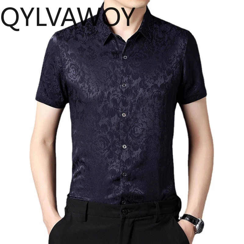 QYLVAWOY High-end Men's Shirts Jacquard Shirt Mulberry Silk Shirts for Man Short Sleeve Tops Camisas Masculina Business Casual
QYLVAWOY High-end Men's Shirts Jacquard Shirt Mulberry Silk Shirts for Man Short Sleeve Tops Camisas Masculina Business Casual