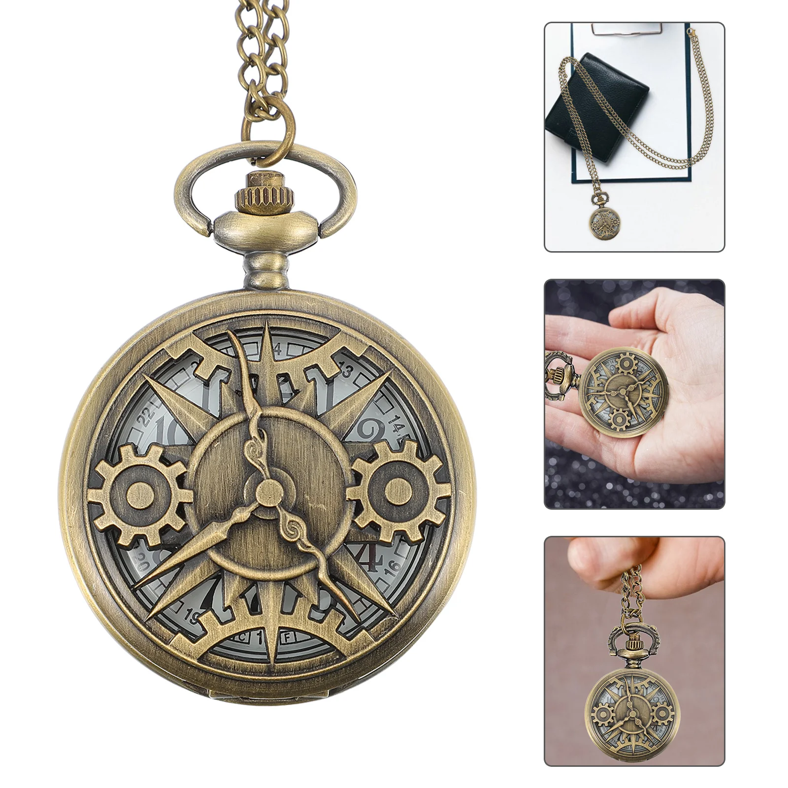 Bronze Gear Pocket Vintage Hollow Design Durable Retro Flipping Chest Watch For Cosplay Costume Quartz Chain Timepiece Openwork
Bronze Gear Pocket Vintage Hollow Design Durable Retro Flipping Chest Watch For Cosplay Costume Quartz Chain Timepiece Openwork