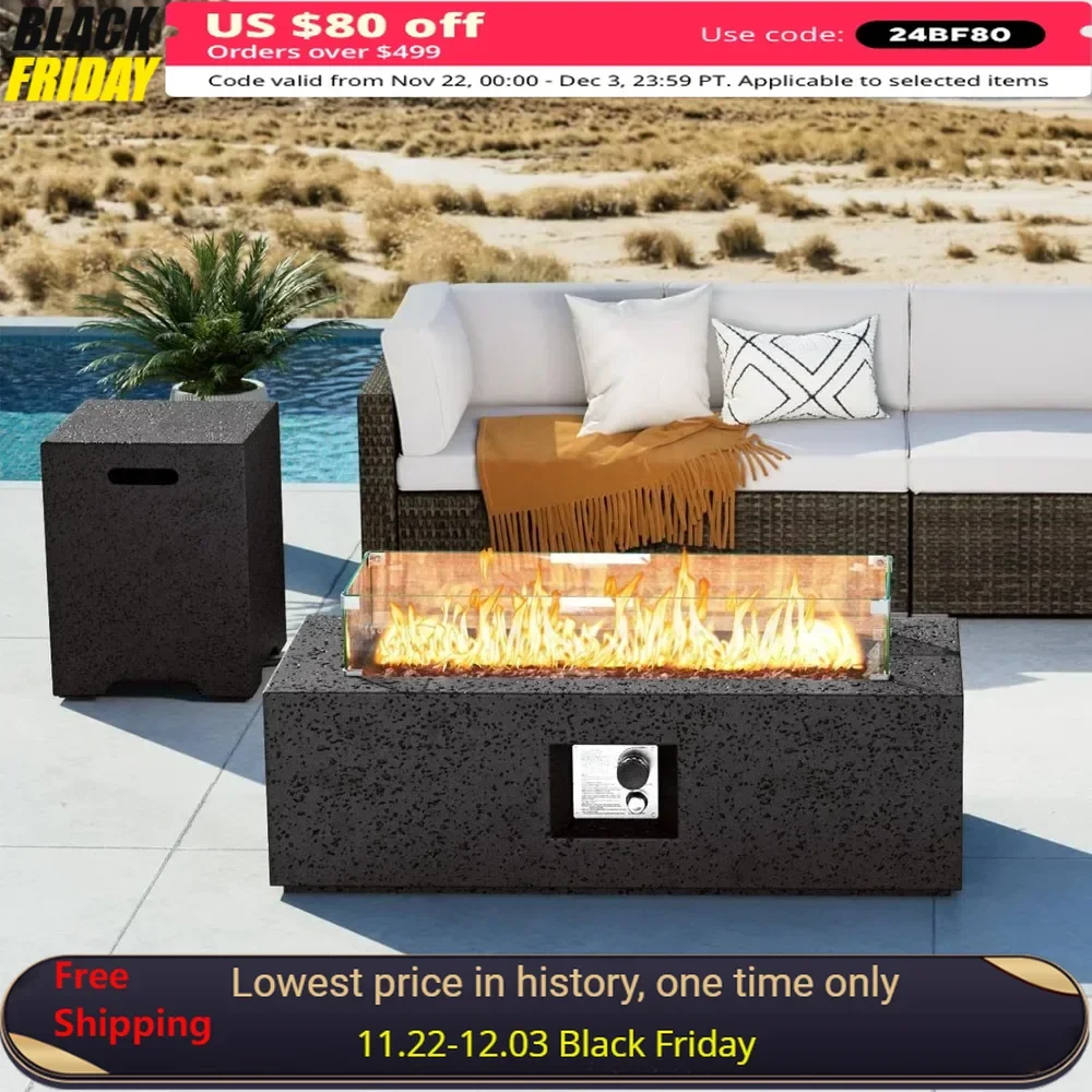 42-inchx13-inch Fire Pit Table, Free Lava Rocks, Rain Cover, Wind Guard, Tank Cover, MgO Rectangle Base, Propane Fire Pit Table
42-inchx13-inch Fire Pit Table, Free Lava Rocks, Rain Cover, Wind Guard, Tank Cover, MgO Rectangle Base, Propane Fire Pit Table
