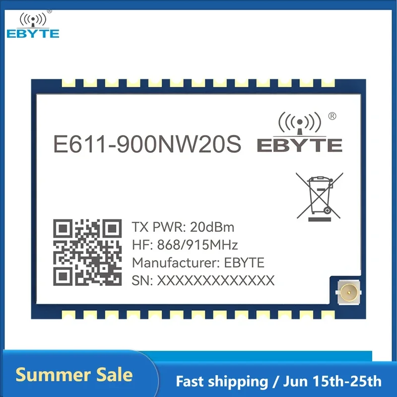 915MHz Long Distance Data and Image Transmission Module Star Networking EBYTE E611-900NW20S 1KM Wireless Module AT Command
915MHz Long Distance Data and Image Transmission Module Star Networking EBYTE E611-900NW20S 1KM Wireless Module AT Command