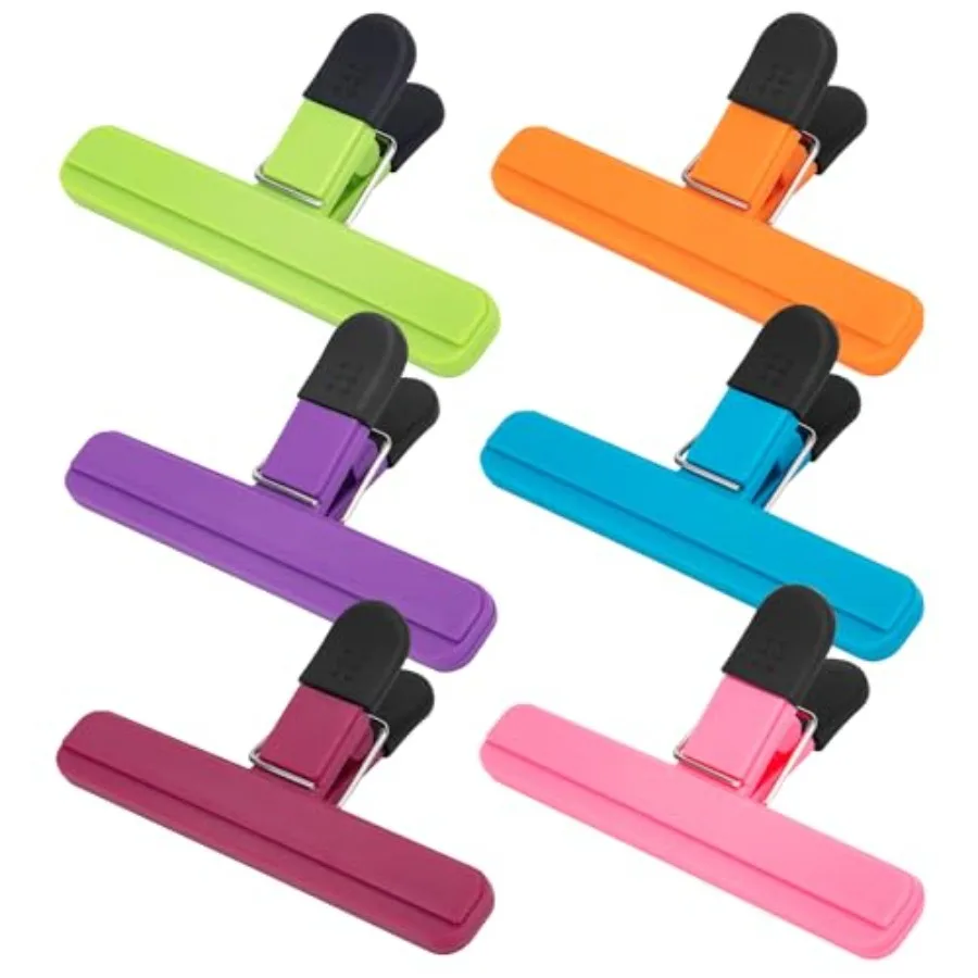 Chip Clip, 6 Pack Colors Wide Open Bag Clips for Food Storage, Heavy Duty Seal Grips Plastic Food Clips for Snack, Food Package
Chip Clip, 6 Pack Colors Wide Open Bag Clips for Food Storage, Heavy Duty Seal Grips Plastic Food Clips for Snack, Food Package