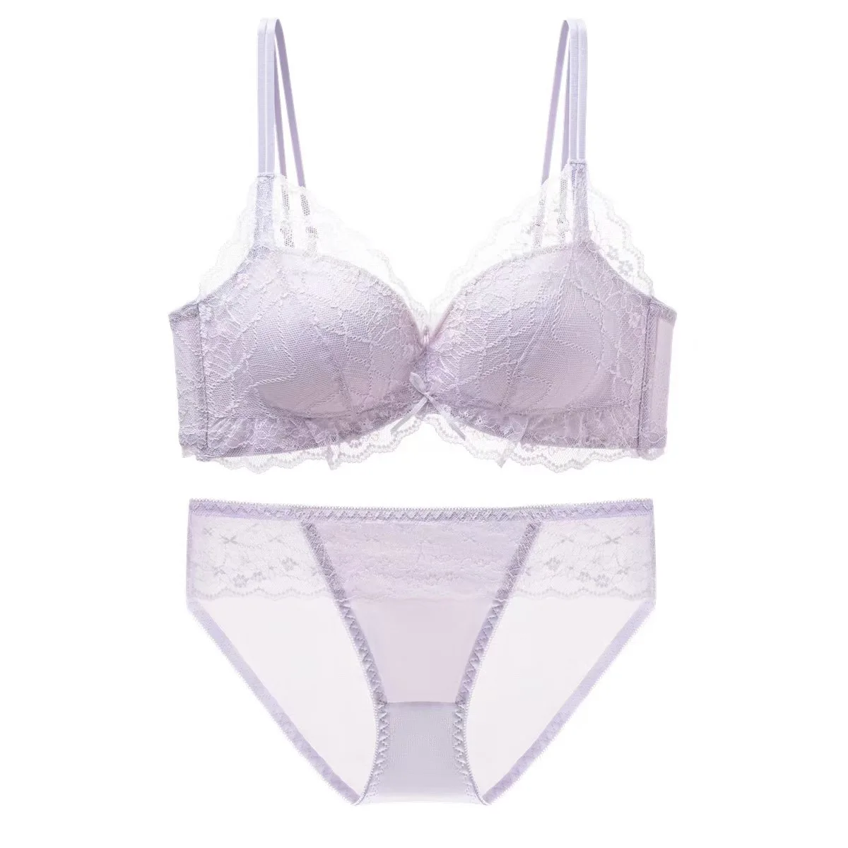 Sweet Sheer Lace Lingerie Set, Double Straps Wireless Bra for Small Bust, Lift & Gather
Sweet Sheer Lace Lingerie Set, Double Straps Wireless Bra for Small Bust, Lift & Gather