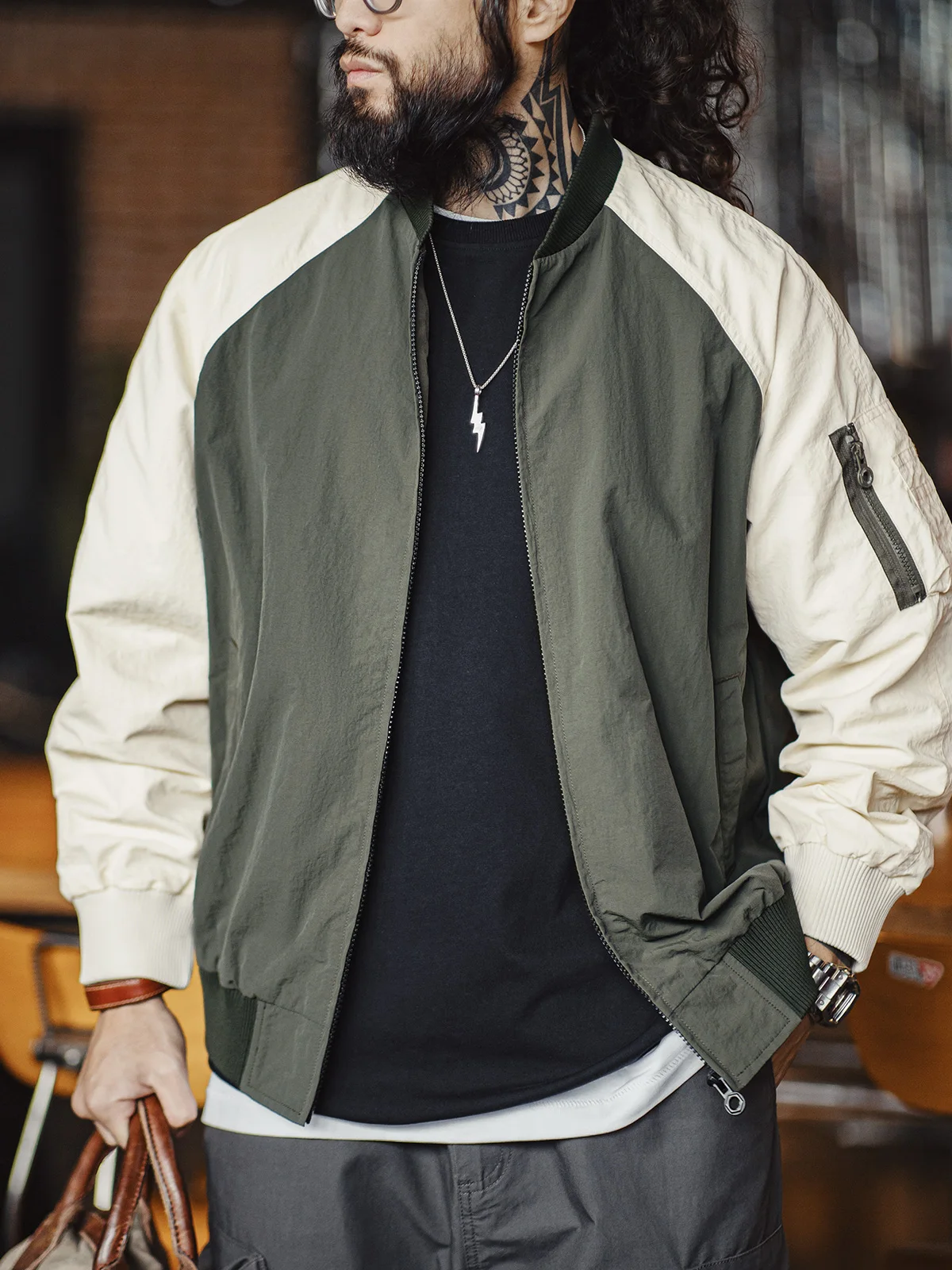 Maden American Retro Color Blo Pilot Jaet Baseball Sle Men's Casual Outerwear Spring Autumn Stand Fit Nylon Fiber
Maden American Retro Color Blo Pilot Jaet Baseball Sle Men's Casual Outerwear Spring Autumn Stand Fit Nylon Fiber