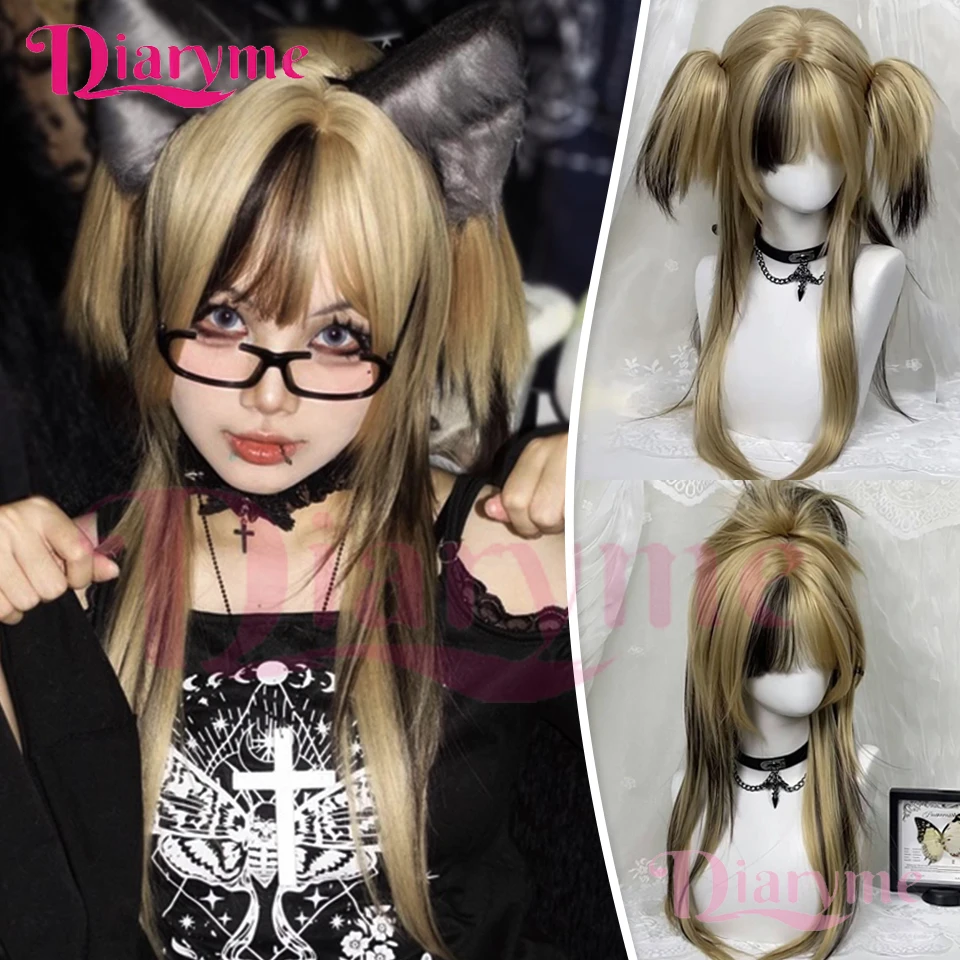 Черный синтетический парик Лолиты с золотыми бликами, женский парик с двойным хвостом и челкой, подходит для праздничной повседневной одежды для косплея
Черный синтетический парик Лолиты с золотыми бликами, женский парик с двойным хвостом и челкой, подходит для праздничной повседневной одежды для косплея