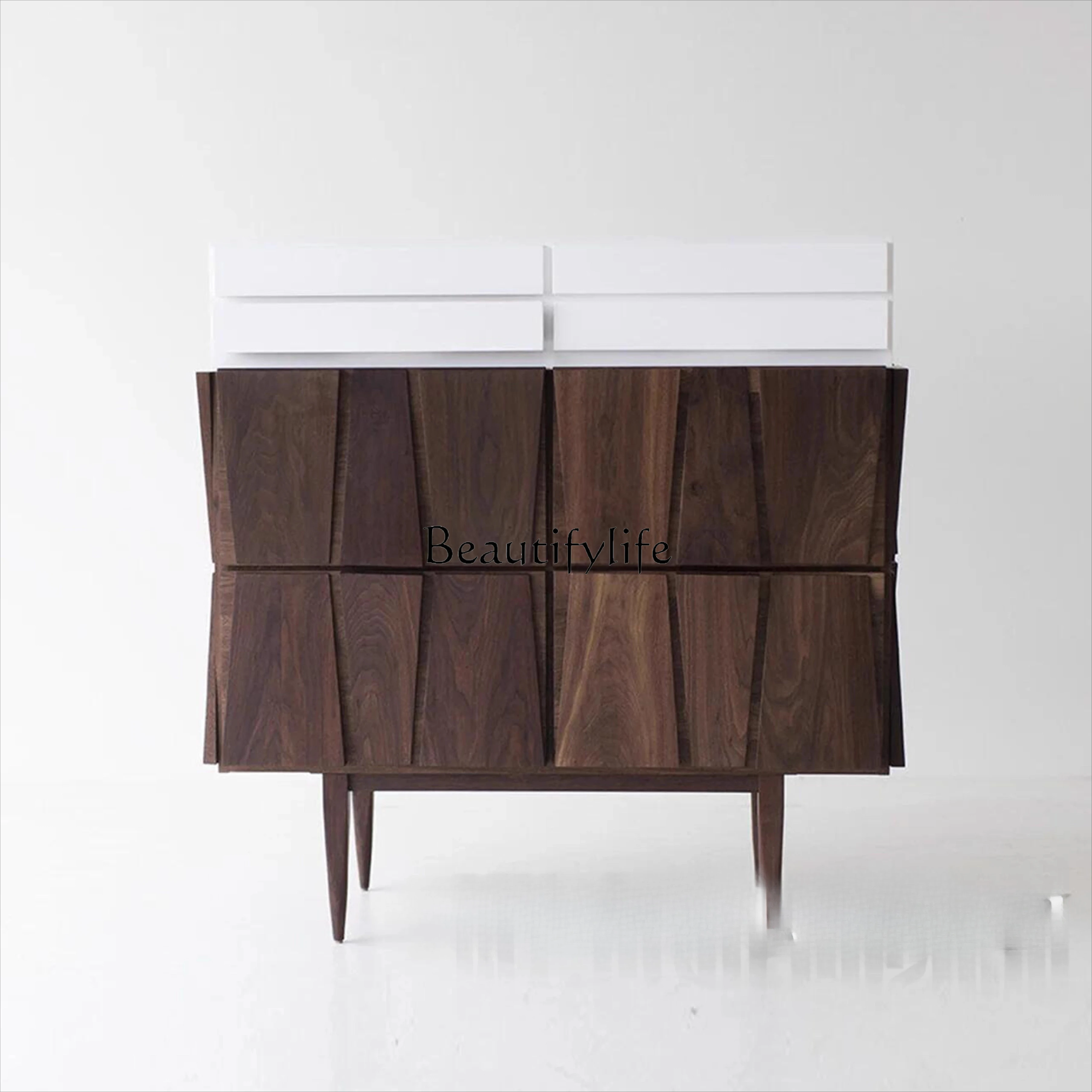 Medieval walnut-colored side cabinet designer wabi-sabi wind decoration retro creative entrance bedside cabinet
Medieval walnut-colored side cabinet designer wabi-sabi wind decoration retro creative entrance bedside cabinet