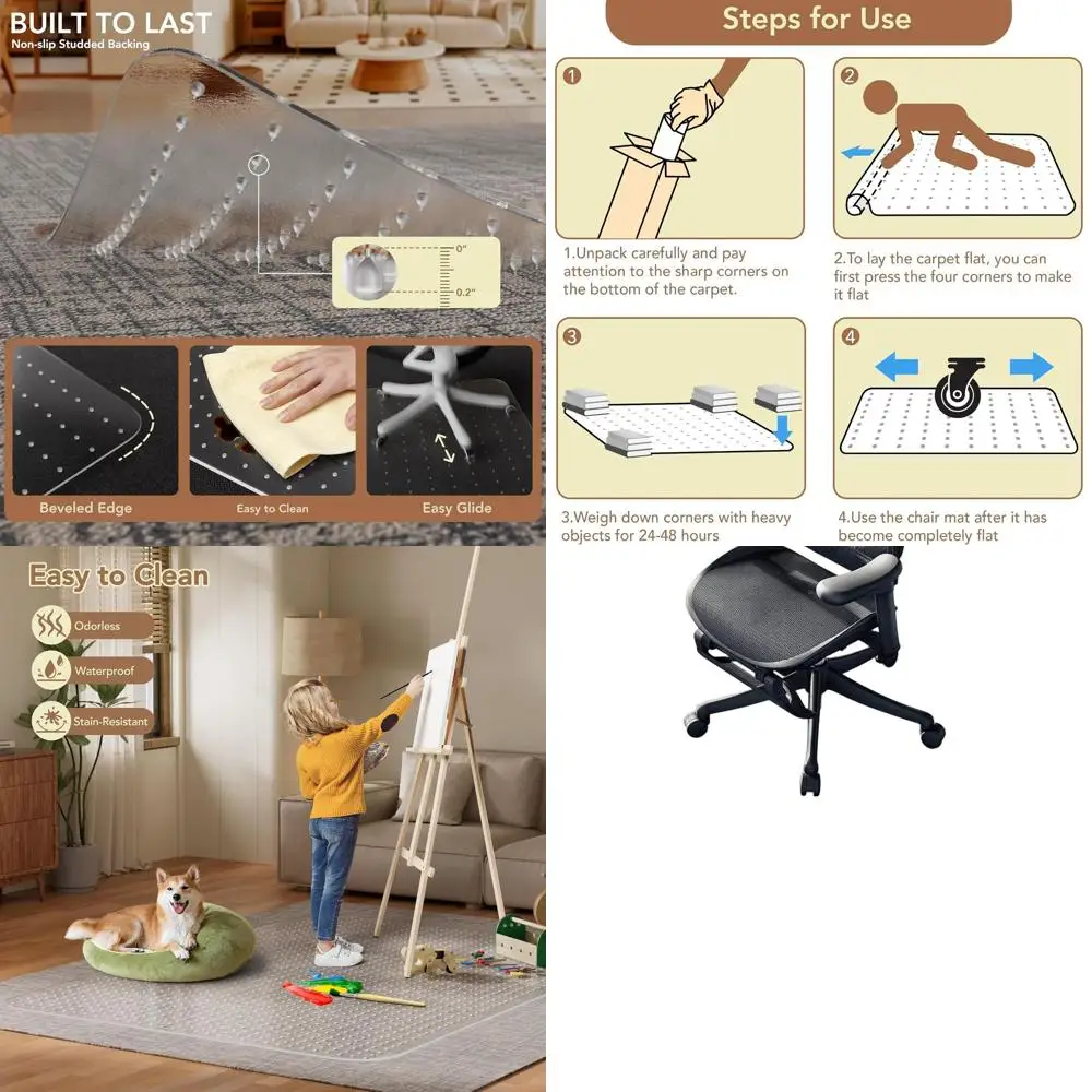 Прозрачный сверхпрочный коврик для офисного стула 46x72 для ковров с низким ворсом и защитой губ
Прозрачный сверхпрочный коврик для офисного стула 46x72 для ковров с низким ворсом и защитой губ