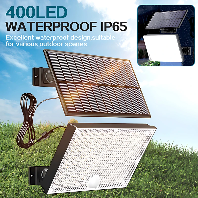 Solar Lights Outdoor 400 LED Motion Sensor Security Lights IP65 Waterproof Solar Powered Flood Lights for Garden Yard
Solar Lights Outdoor 400 LED Motion Sensor Security Lights IP65 Waterproof Solar Powered Flood Lights for Garden Yard