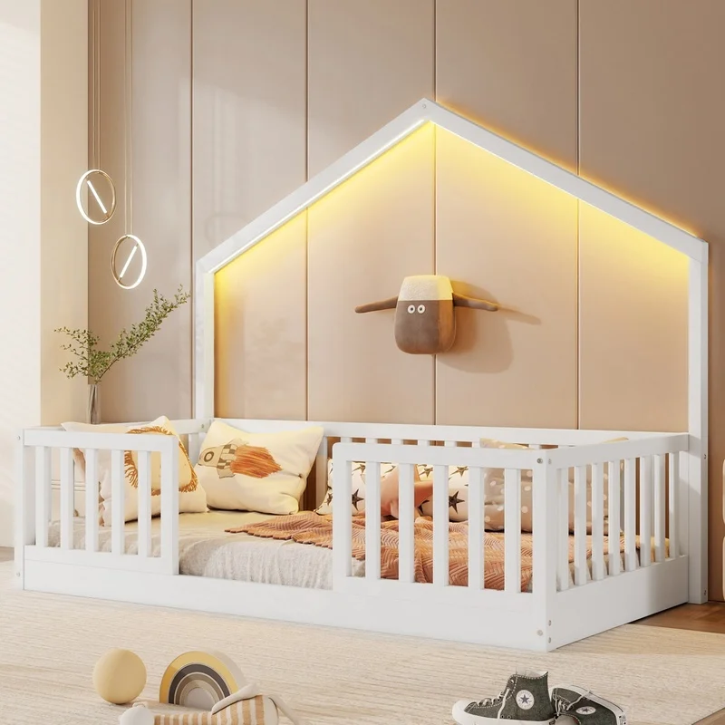 White Wooden Montessori Bed with High Rails and Built-in Light for Kids, Boys & Girls (Arrival Expected Mar 16, 2026)
White Wooden Montessori Bed with High Rails and Built-in Light for Kids, Boys & Girls (Arrival Expected Mar 16, 2026)
