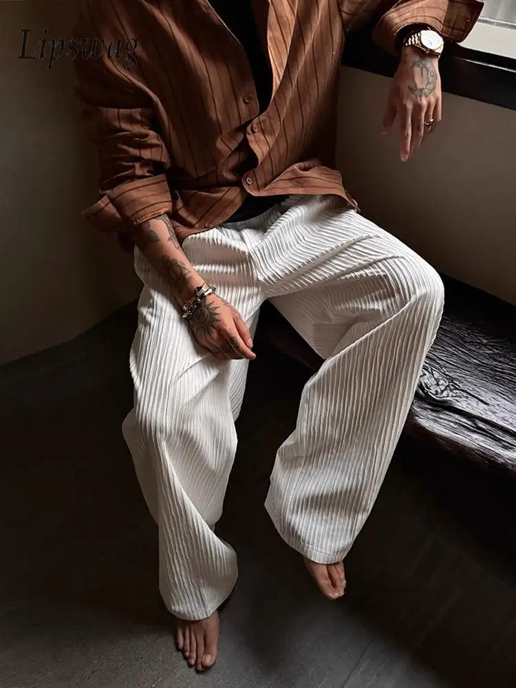 Breathable Ice Silk Ribbed Trousers Mens Summer New Casual Straight Pants Men Stylish Striped Textured Pants Old Money Aesthetic
Breathable Ice Silk Ribbed Trousers Mens Summer New Casual Straight Pants Men Stylish Striped Textured Pants Old Money Aesthetic