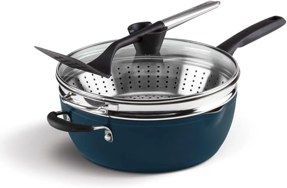 Cookware Sets Preferred Pan 4Pc Set Nouveau Navy (4.5 Qt Multi-Purpose Pan w/Cover Steamer Slotted Turner)
Cookware Sets Preferred Pan 4Pc Set Nouveau Navy (4.5 Qt Multi-Purpose Pan w/Cover Steamer Slotted Turner)