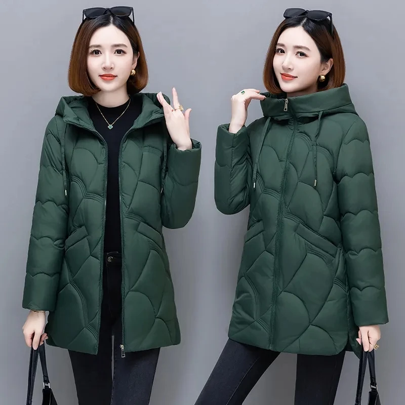 Winter Hooded Cotton Coat Women's Mid-Length Jackets Elegant Parkas Padded Jacket Thick Down Padded Overcoat Vintage Outerwear
Winter Hooded Cotton Coat Women's Mid-Length Jackets Elegant Parkas Padded Jacket Thick Down Padded Overcoat Vintage Outerwear