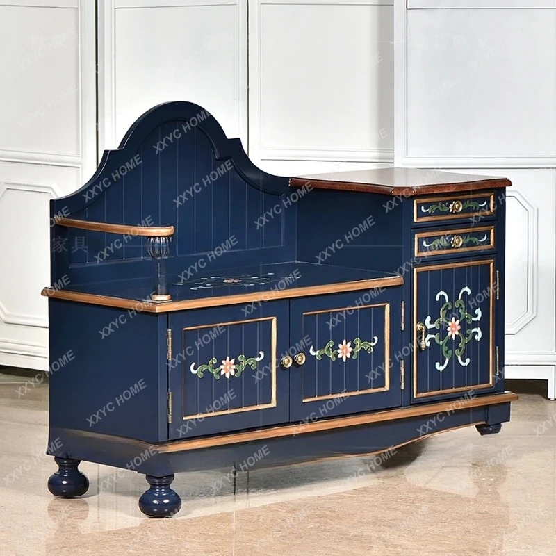 Style Solid Wood Shoe Changing Bench Style Retro Painted Storage Shoe Integrated Sitting Shoe Cabinet
Style Solid Wood Shoe Changing Bench Style Retro Painted Storage Shoe Integrated Sitting Shoe Cabinet