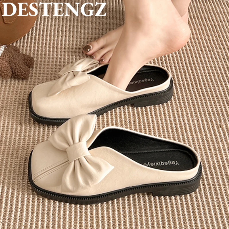 Bow Flats Mules Shoes Casual Women Slippers Summer Sandals Elegant 2025 New Flip Flops Dress Designer Comfort Slides Sandalias
Bow Flats Mules Shoes Casual Women Slippers Summer Sandals Elegant 2025 New Flip Flops Dress Designer Comfort Slides Sandalias