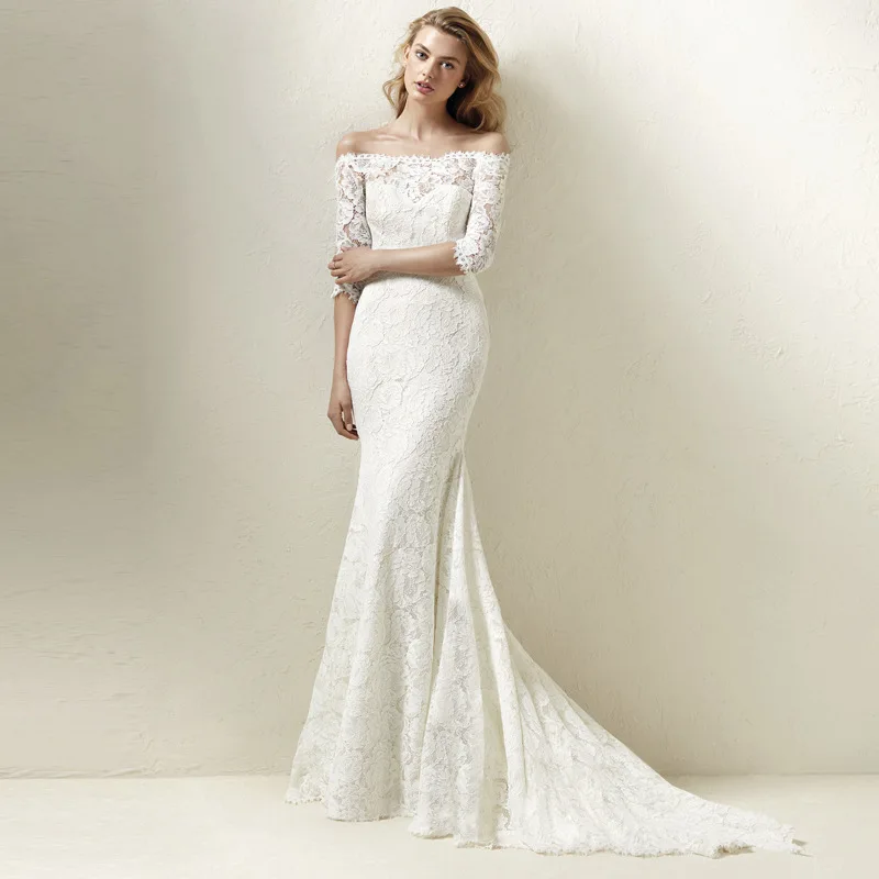 Elegant Mermaid Formal Wedding Dress Off Shoulder Lace Applique Half Sleeve Court Train Romance Bridal Gown 2025 Free Customized
Elegant Mermaid Formal Wedding Dress Off Shoulder Lace Applique Half Sleeve Court Train Romance Bridal Gown 2025 Free Customized