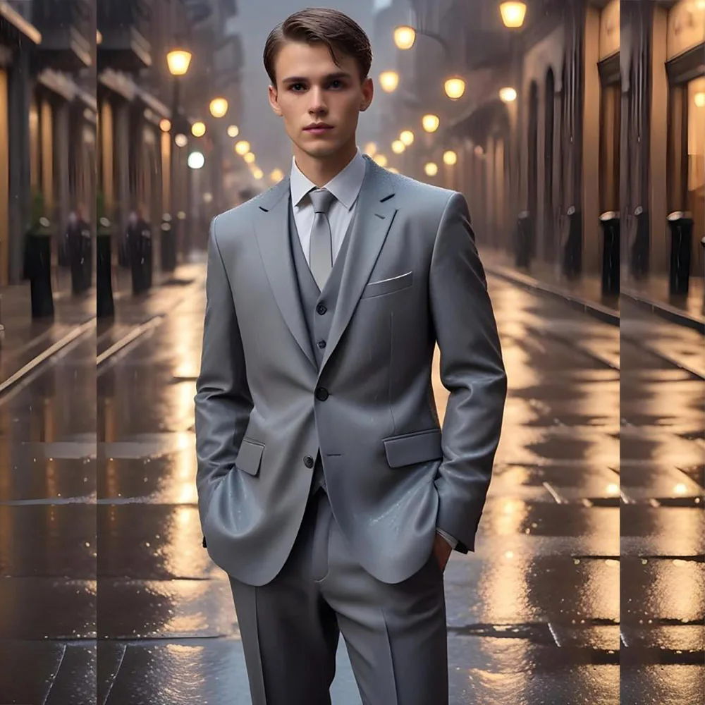 High Quality Grey Suits for Men Slim Fit Male Clothing Single Breasted Notch Lapel Wedding 3 Piece Jacket Pants Vest Outfits
High Quality Grey Suits for Men Slim Fit Male Clothing Single Breasted Notch Lapel Wedding 3 Piece Jacket Pants Vest Outfits
