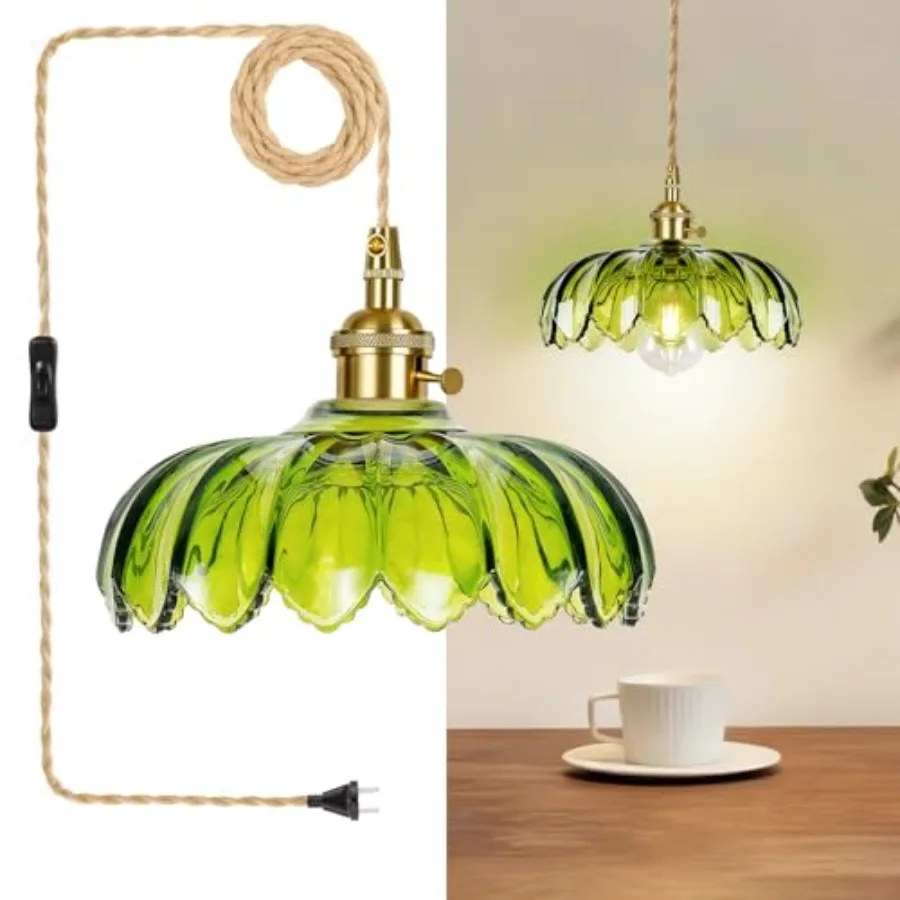 Plug in Hanging Pendant Light Retro with 14.7ft Long CordandDual Switch Green Glass Lampshade Vintage Hanging Lights Green Mode
Plug in Hanging Pendant Light Retro with 14.7ft Long CordandDual Switch Green Glass Lampshade Vintage Hanging Lights Green Mode