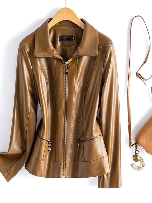 Ning Genuine Leather Jaet Women's ort Slim Fit Waist Inward Spring Autumn Stand Collar Large Size eepskin Coat
Ning Genuine Leather Jaet Women's ort Slim Fit Waist Inward Spring Autumn Stand Collar Large Size eepskin Coat