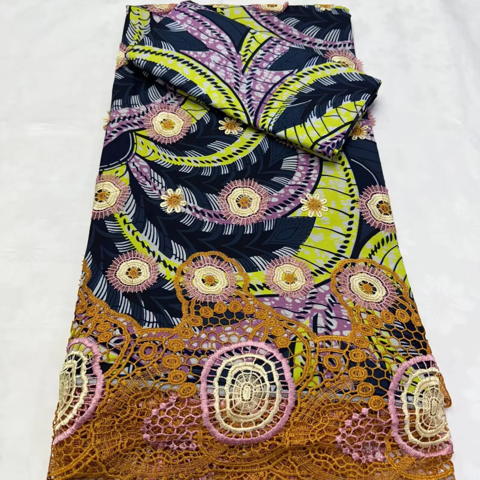 Ультра роскошная кружевная аппликация Vlisco, 3 + 2 ярда, африканская восковая ткань для праздничного платья, настоящий воск, батик, нигерийская вышивка, гипюровая ткань
Ультра роскошная кружевная аппликация Vlisco, 3 + 2 ярда, африканская восковая ткань для праздничного платья, настоящий воск, батик, нигерийская вышивка, гипюровая ткань