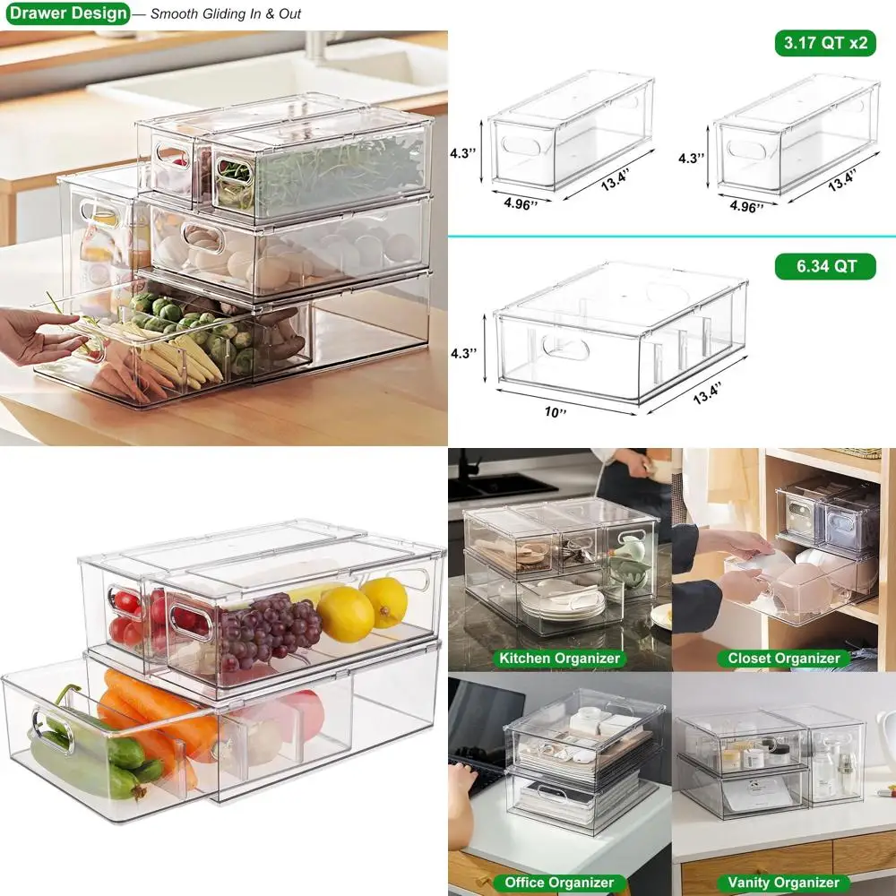 Штабелируемые ящики для холодильника и морозильной камеры, прозрачные контейнеры для хранения без BPA для кухни, кладовой и ванной комнаты.
Штабелируемые ящики для холодильника и морозильной камеры, прозрачные контейнеры для хранения без BPA для кухни, кладовой и ванной комнаты.