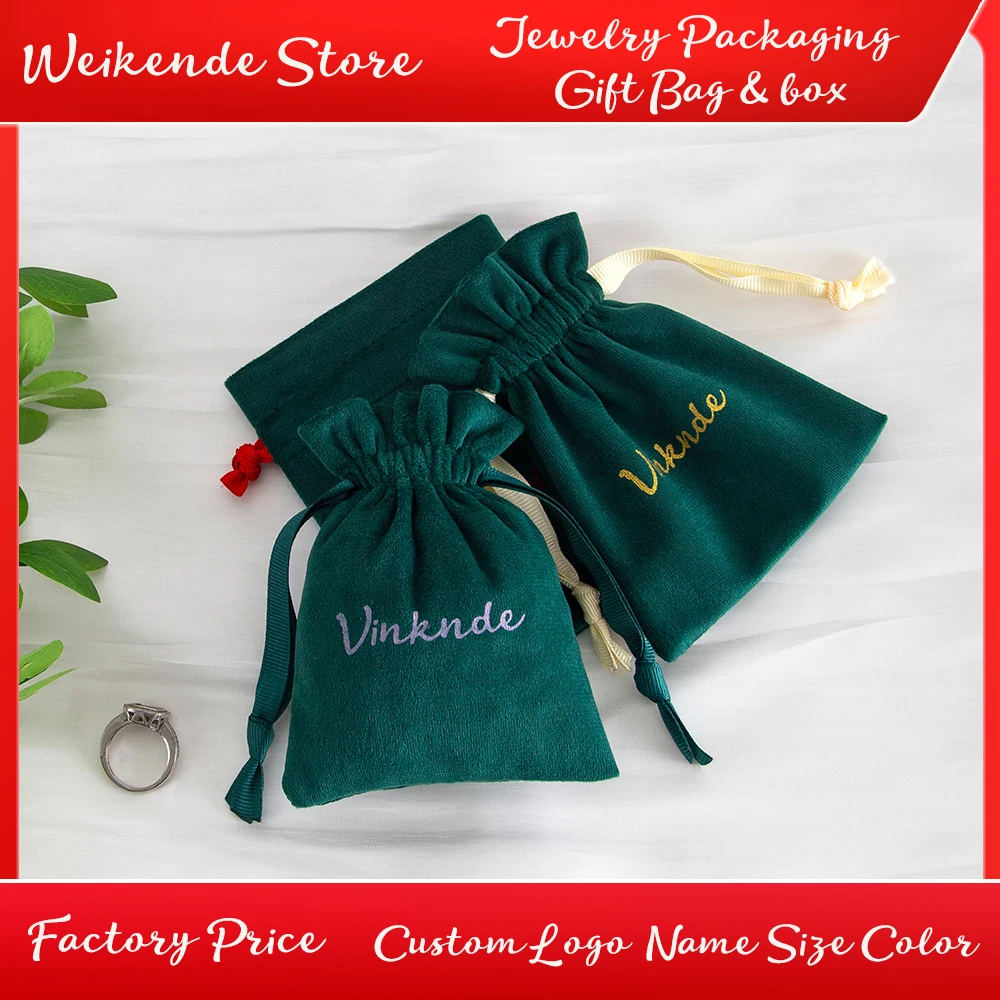 100Pcs Bulk Custom Logo Green Velevt Jewelry Bag Ring Earrings Cosmetic Ribbon Drawstring Pouches Wedding Gift Storage Dust Sack
100Pcs Bulk Custom Logo Green Velevt Jewelry Bag Ring Earrings Cosmetic Ribbon Drawstring Pouches Wedding Gift Storage Dust Sack