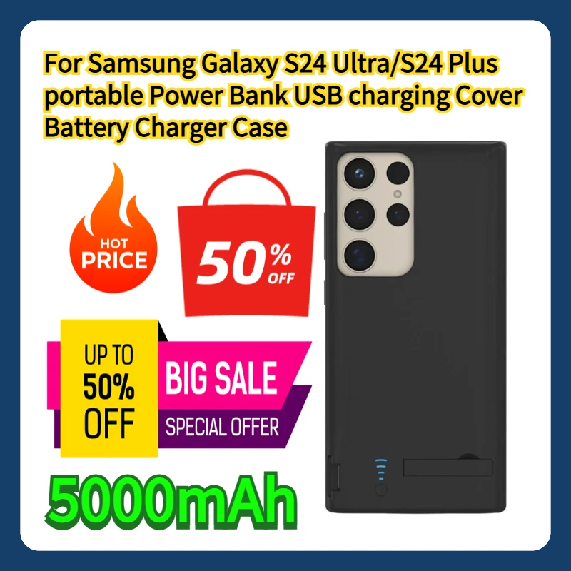 For Samsung Galaxy S24 Ultra/S24 Plus portable Power Bank USB charging Cover Battery Charger Case 5000mAh
For Samsung Galaxy S24 Ultra/S24 Plus portable Power Bank USB charging Cover Battery Charger Case 5000mAh