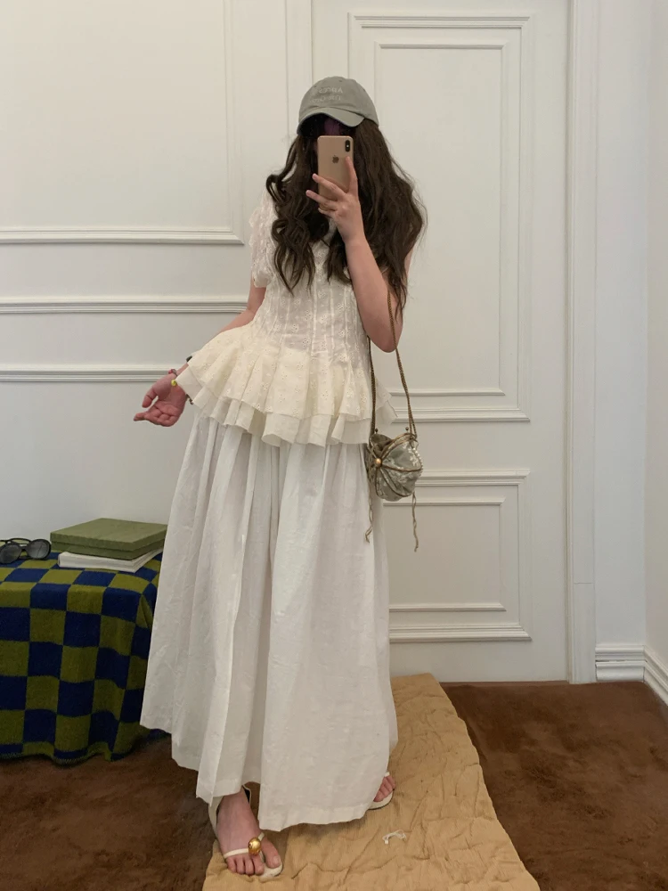 Белая юбка с оборками и эластичным поясом из хлопка, длинная, женская, модная, весна-лето-осень, хлопковые юбки
Белая юбка с оборками и эластичным поясом из хлопка, длинная, женская, модная, весна-лето-осень, хлопковые юбки