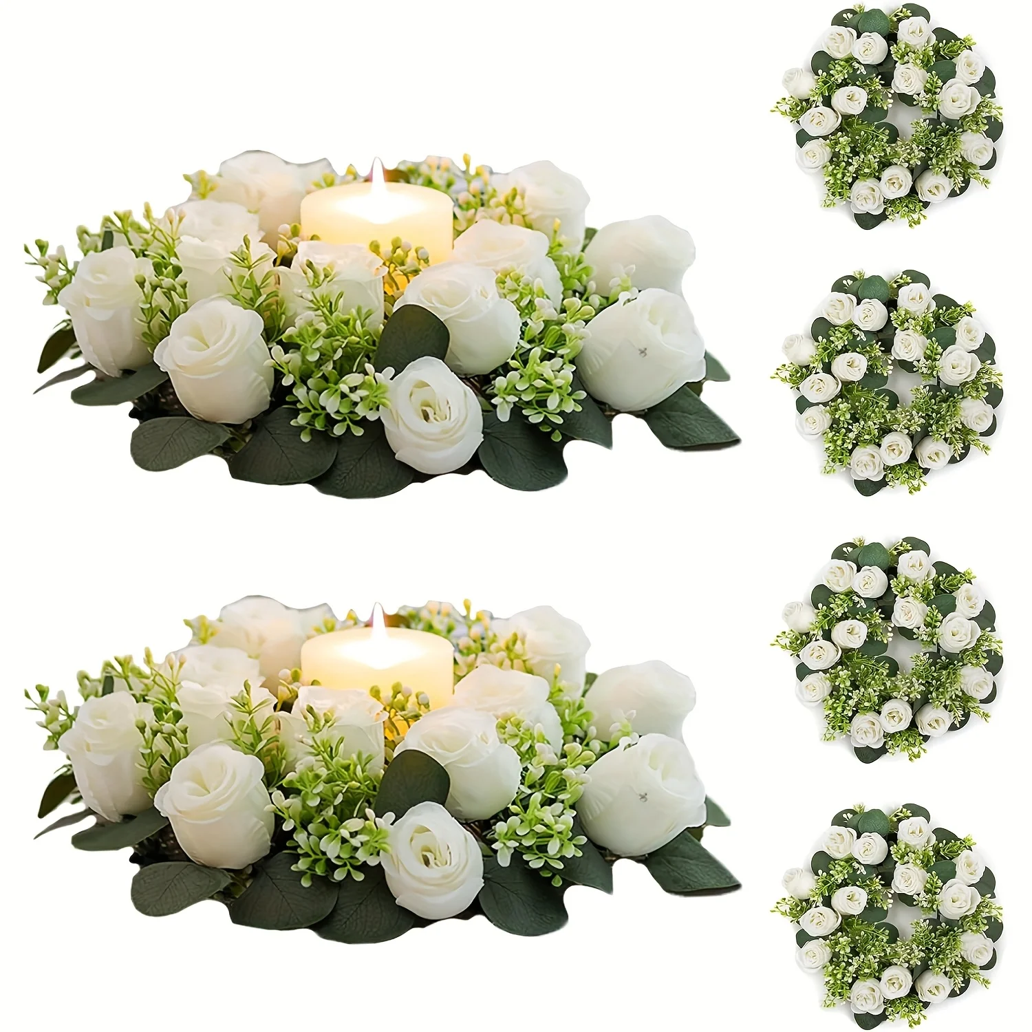 6pcs Large Candle Rings Wreaths 14 Inch Inner Diam White Fake Roses Artificial Flowers Wedding Centerpieces For Tables Spring Summer Wreath For Front Door Weddings Bouquet Party Decor
6pcs Large Candle Rings Wreaths 14 Inch Inner Diam White Fake Roses Artificial Flowers Wedding Centerpieces For Tables Spring Summer Wreath For Front Door Weddings Bouquet Party Decor