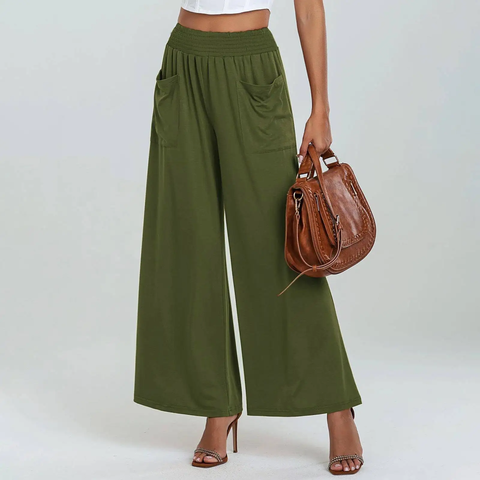 High Waist Elastic Waist Women's Pants Spicy Casual Long Trousers with Pockets PU Fabric Ladies Premium Fashion Pants
High Waist Elastic Waist Women's Pants Spicy Casual Long Trousers with Pockets PU Fabric Ladies Premium Fashion Pants