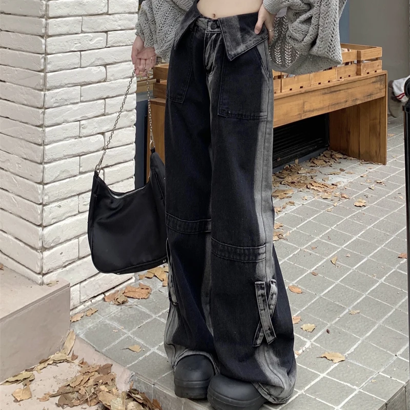 Американские винтажные готические джинсы, женские темные широкие джинсовые брюки с высокой талией, уличные повседневные прямые брюки в стиле хип-хоп с градиентом
Американские винтажные готические джинсы, женские темные широкие джинсовые брюки с высокой талией, уличные повседневные прямые брюки в стиле хип-хоп с градиентом