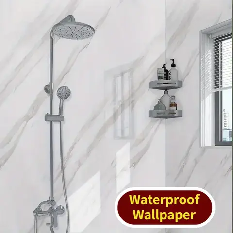 80CM Peel and Stick Marble Tile Wallpaper Waterproof Self-Adhesive Vinyl for Kitchen Bathroom Renovation Wall Sticks Wall Decor