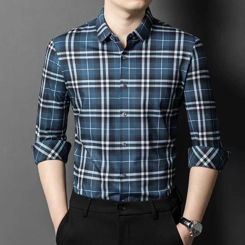 New Spring Autumn Plaid Printed Men's Dress Shirts Luxury Long Sleeve Single Breasted Seamless Business Casual Male Shirts
New Spring Autumn Plaid Printed Men's Dress Shirts Luxury Long Sleeve Single Breasted Seamless Business Casual Male Shirts