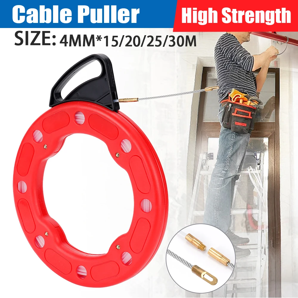 15/20/25/30M 4MM Fiberglass Fish Tape Reel Puller Glass fiber nylon Conduit Ducting Rodder Pulling Wire Cable Fishing Tool Cable
15/20/25/30M 4MM Fiberglass Fish Tape Reel Puller Glass fiber nylon Conduit Ducting Rodder Pulling Wire Cable Fishing Tool Cable